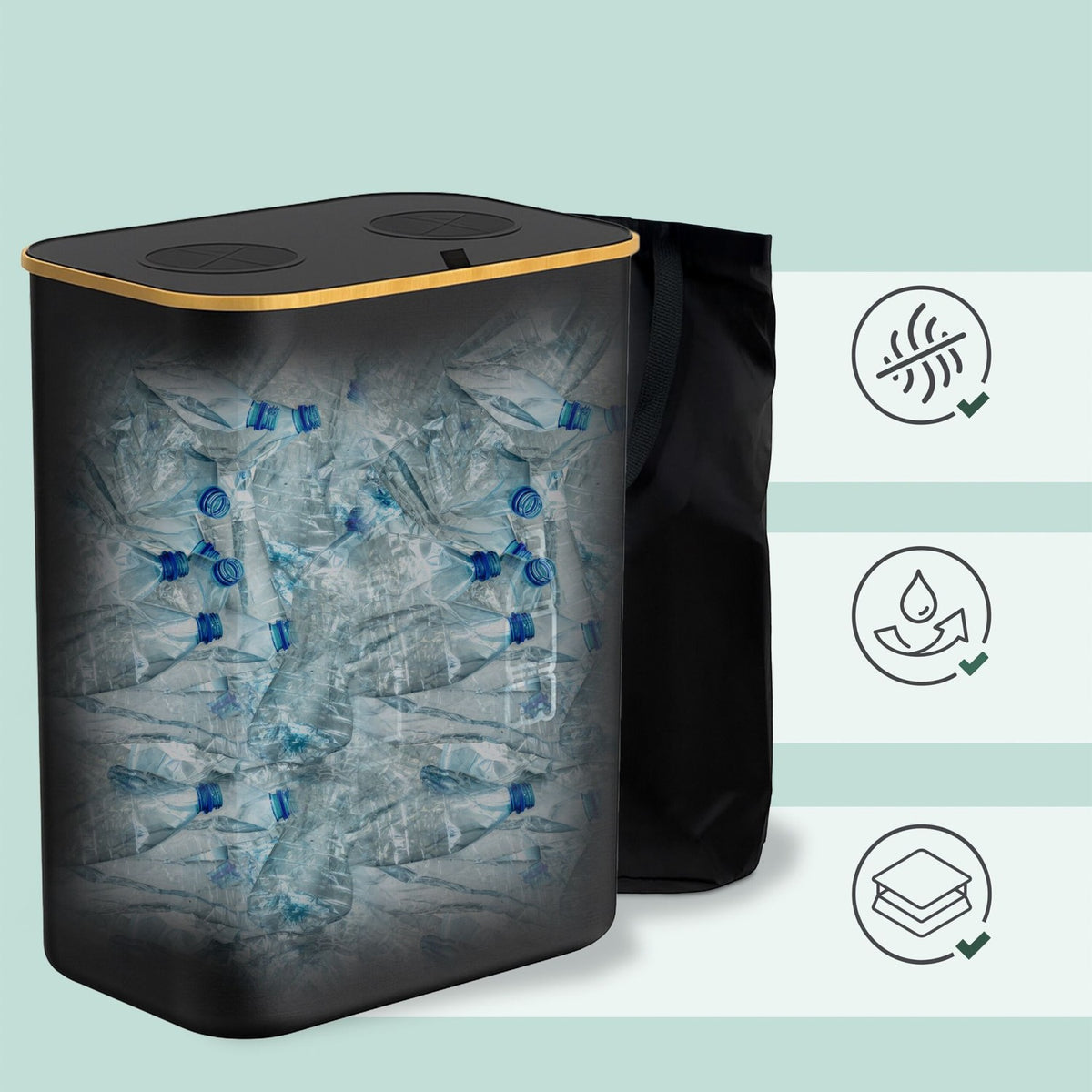 Bottle Collector with 2 Removable Bags, 160L Capacity