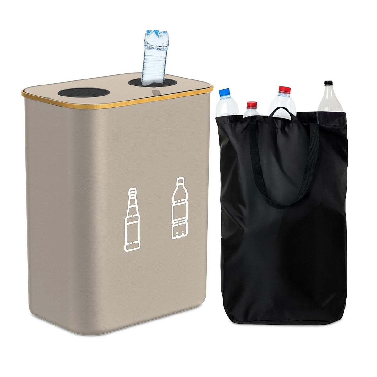 Bottle Collector with 2 Removable Bags, 160L Capacity