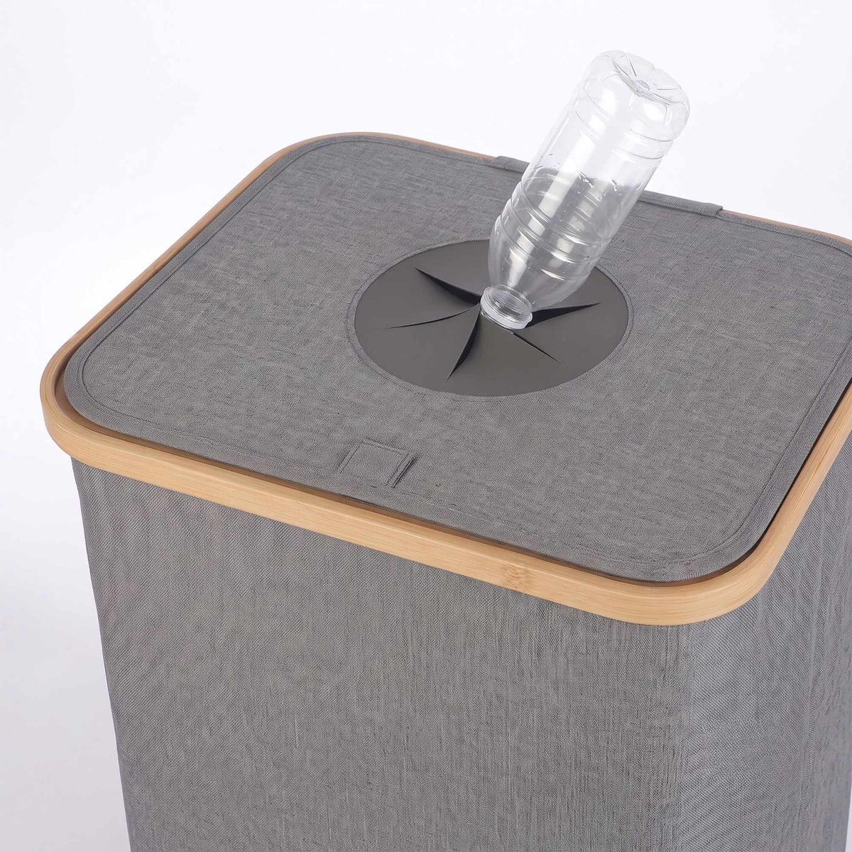 Bottle Deposit Bin, 100L – Gray, Bamboo & Polyester