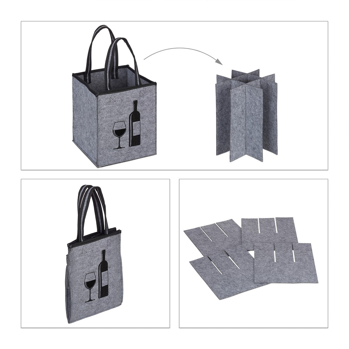 Bottle bag in felt for 9 wine bottles