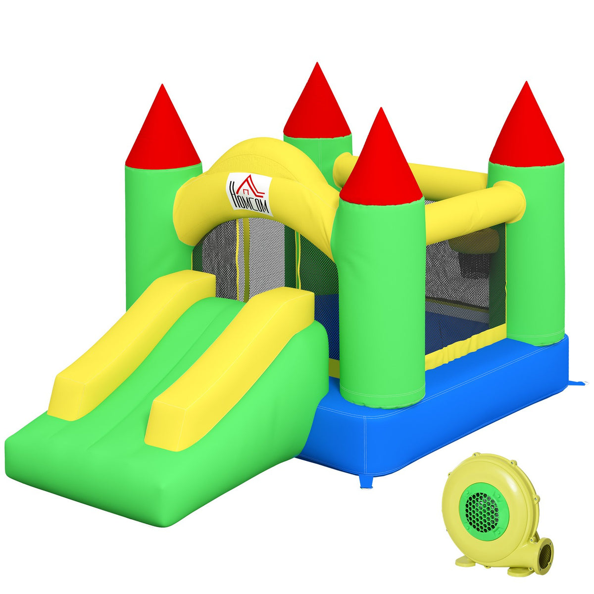 Bouncy Castle Inflatable Blower Children'S Bouncy Castle Play Castle Slide Trampoline Safety Net 3-10 Years Oxford 300X180X160Cm