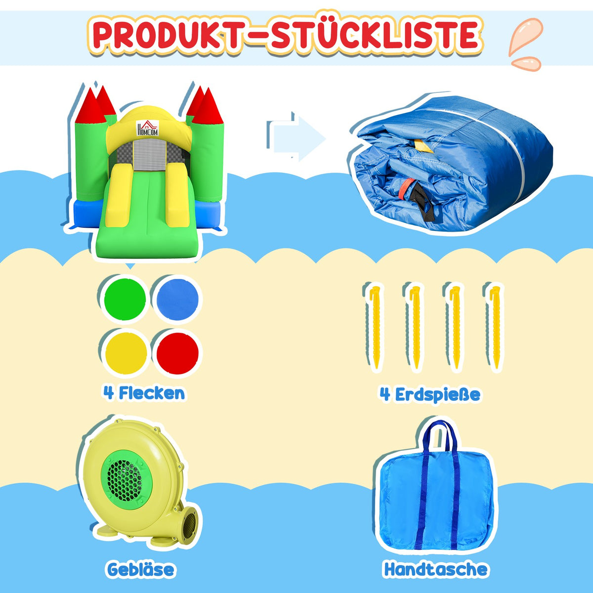 Bouncy Castle Inflatable Blower Children'S Bouncy Castle Play Castle Slide Trampoline Safety Net 3-10 Years Oxford 300X180X160Cm