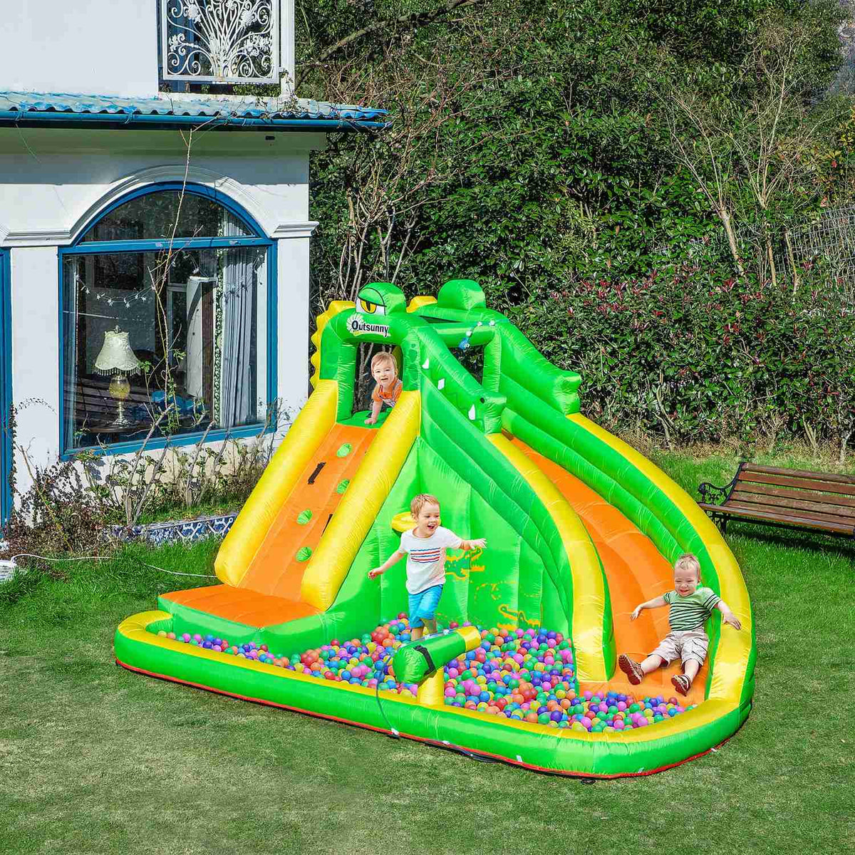 Bouncy Castle Inflatable Blower Water Slide Play Pool Water Play Center Children From 3 Years 380X285X225Cm