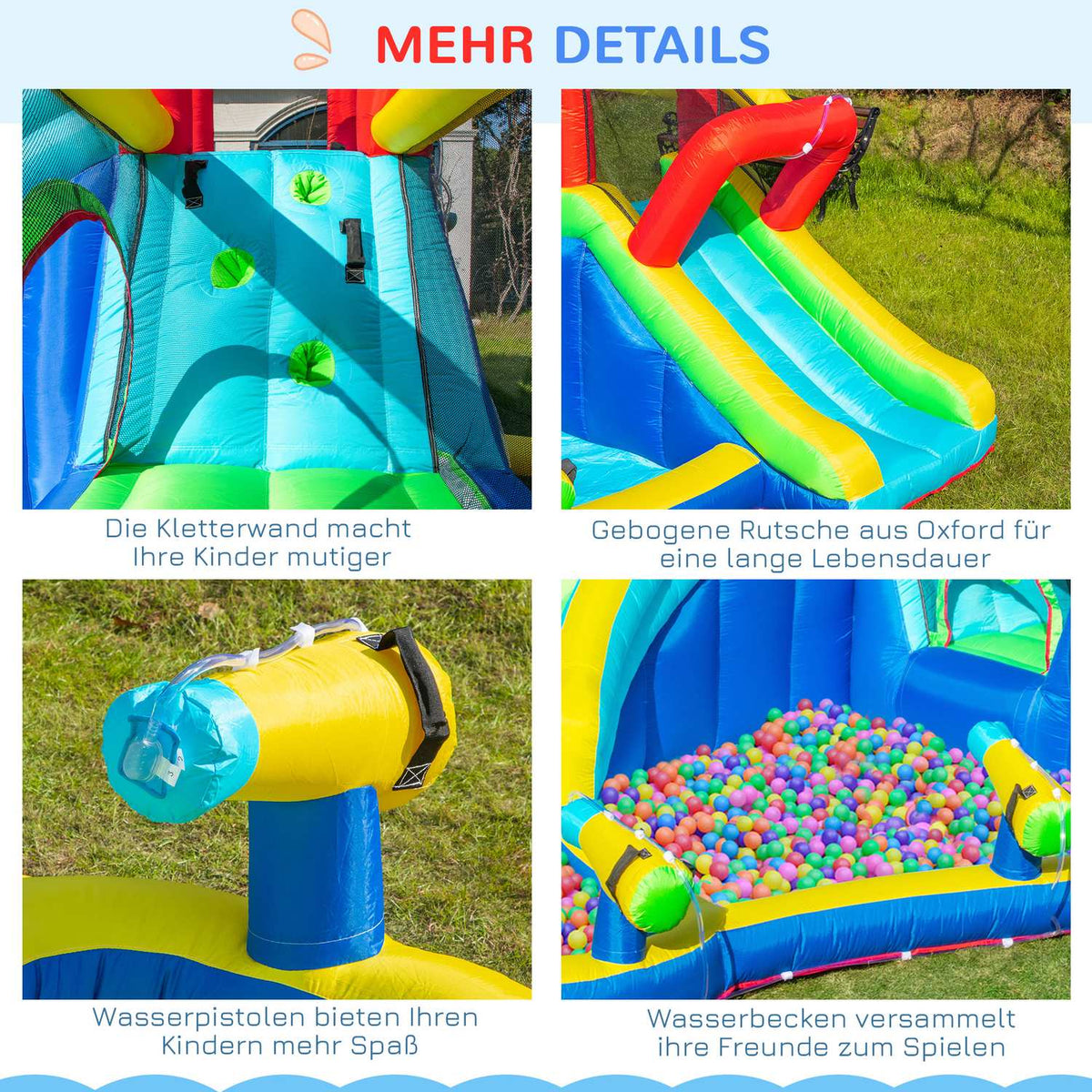 Bouncy Castle Water Park With Water Slide With Blower Inflatable Water Play Center With Slide Bouncy Castle For Children Aged 3 To 8 Years