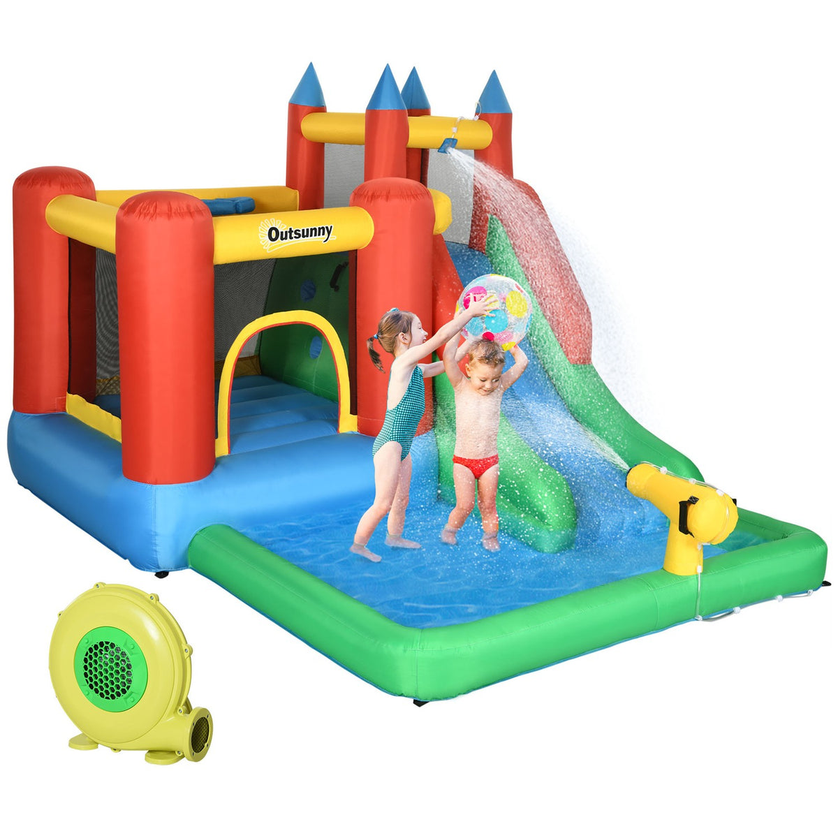Bouncy Castle With Slide Blower Inflatable Water Slide For 4 Children Garden Xxl Jumping Castle For 3-8 Years 330 X245X215Cm