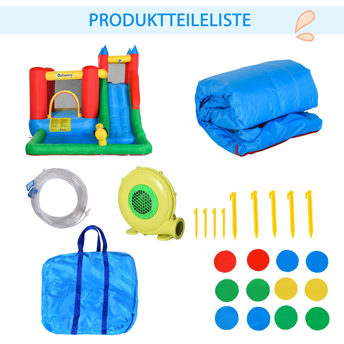 Bouncy Castle With Slide Blower Inflatable Water Slide For 4 Children Garden Xxl Jumping Castle For 3-8 Years 330 X245X215Cm