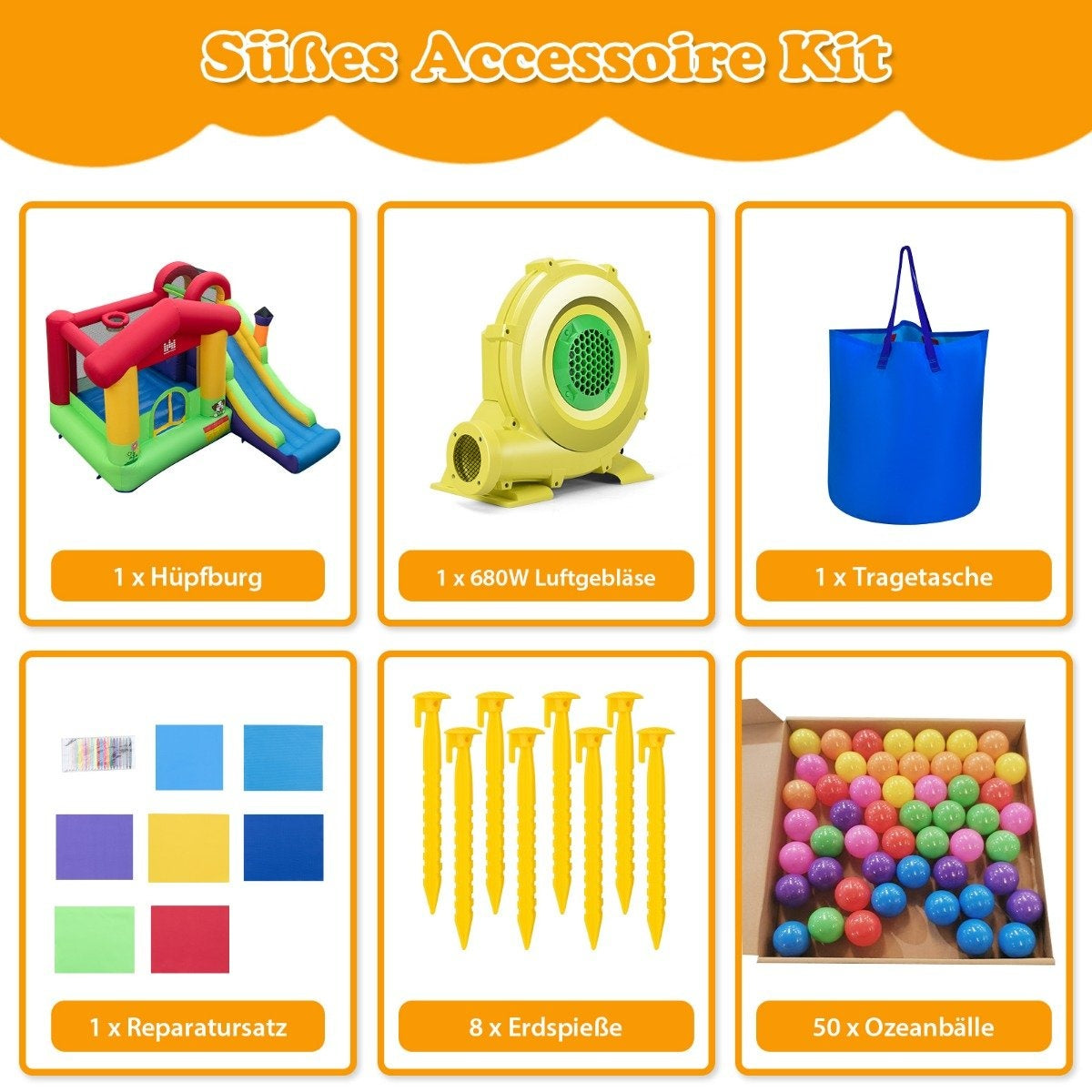 Bouncy castle Inflatable play castle for children with slide 325 x 290 x 205 cm