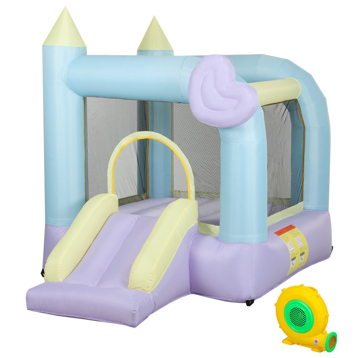 Bouncy castle with blower, slide, jump Inflatable jumping castle with carry bag for outdoor indoor for children aged 3-8 years, 250 x 165 x 200 cm |