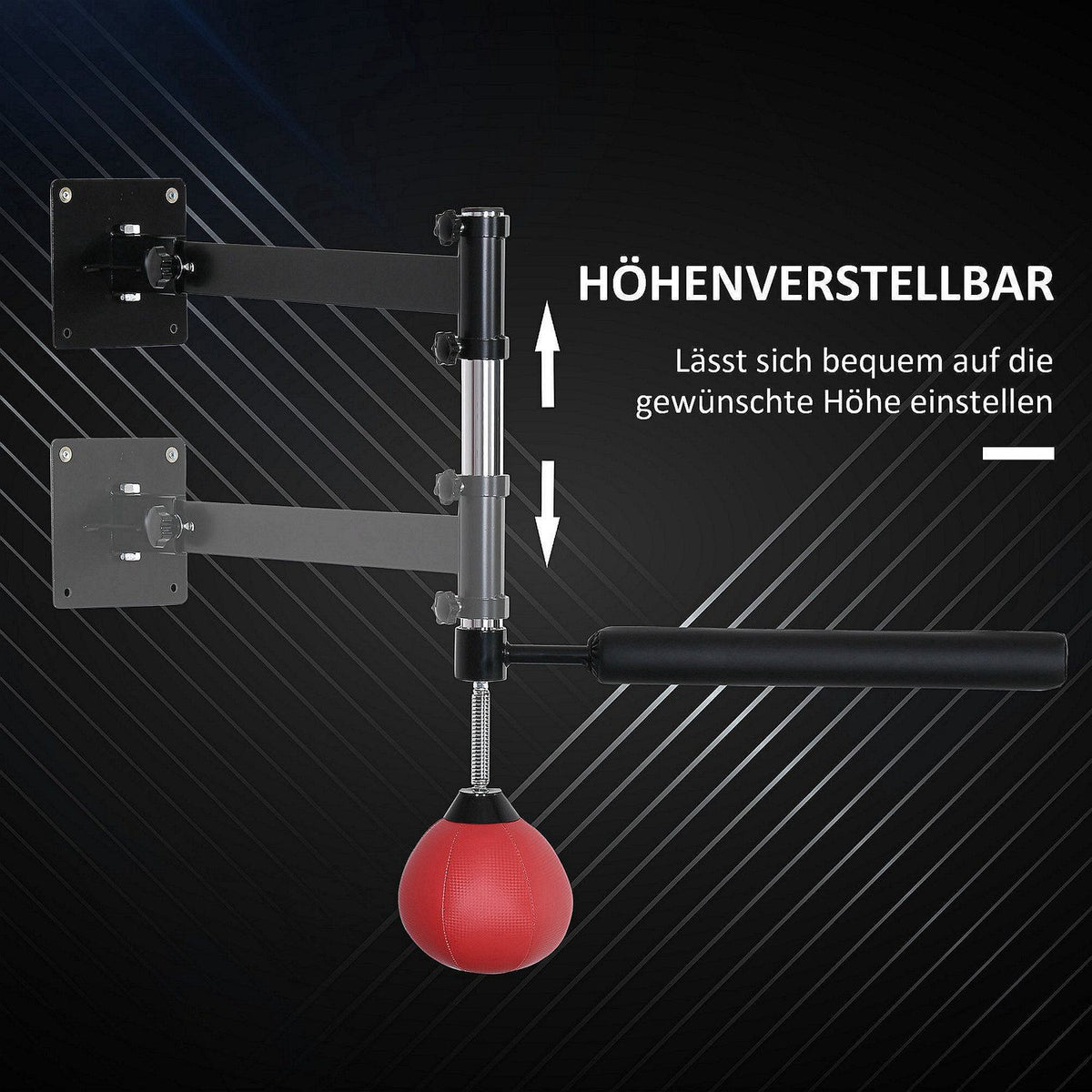 Boxing Frame Spinning Bar Boxing Wall Mount Foldable with Reflex Bar Height-Adjustable 360° Swing for Adults, Red