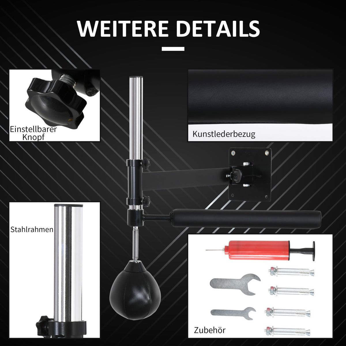 Boxing Frame With Speedball Wall Mount, Foldable, With Reflex Bar, Height Adjustable, 360° Swing, For Adults