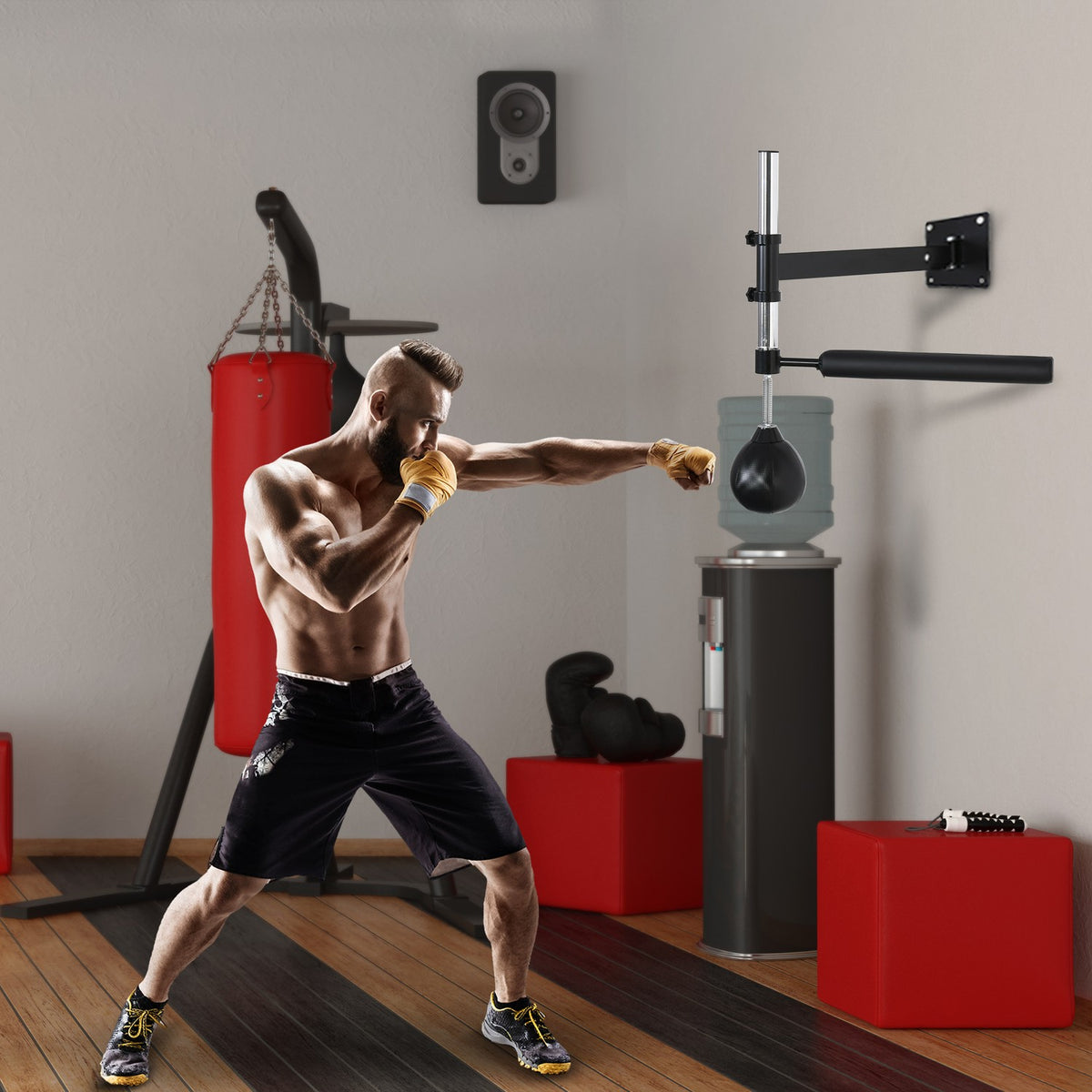 Boxing Frame With Speedball Wall Mount, Foldable, With Reflex Bar, Height Adjustable, 360° Swing, For Adults
