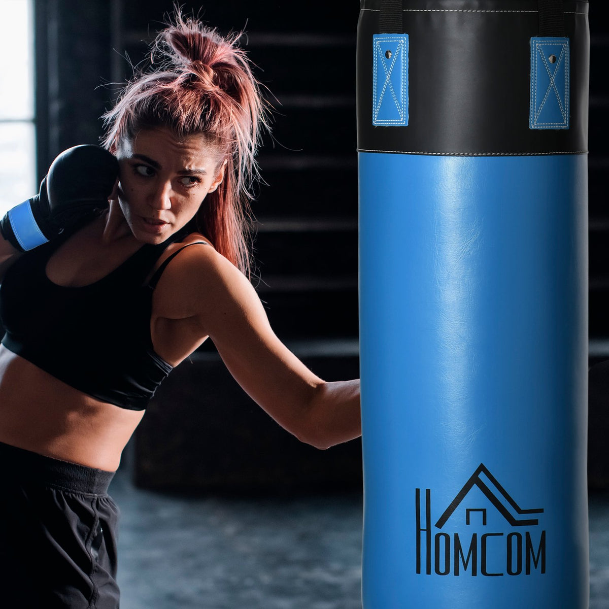 Boxing Gloves, Filled, 100 Kg, Ø25 X 120 Cm, Blue