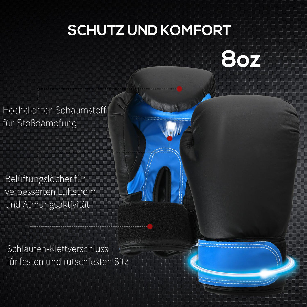 Boxing Gloves, Filled, 100 Kg, Ø25 X 120 Cm, Blue