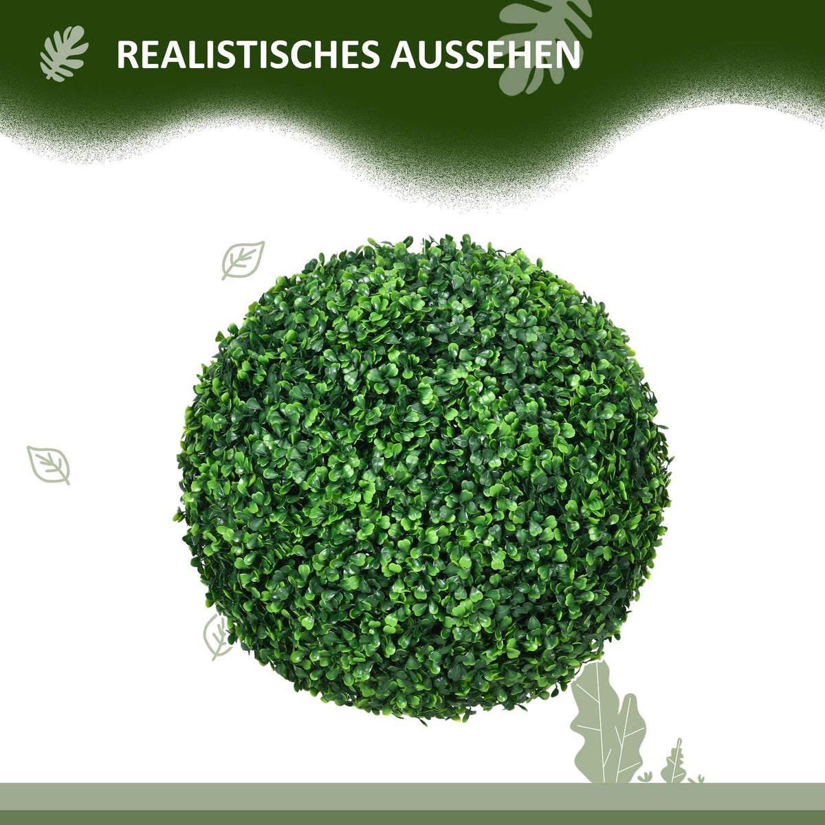 Boxwood ball set of 2 artificial plants with UV protection, for indoor and outdoor use, green