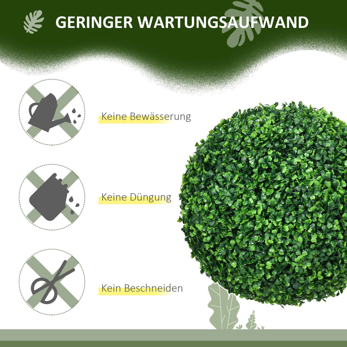 Boxwood ball set of 2 artificial plants with UV protection, for indoor and outdoor use, green