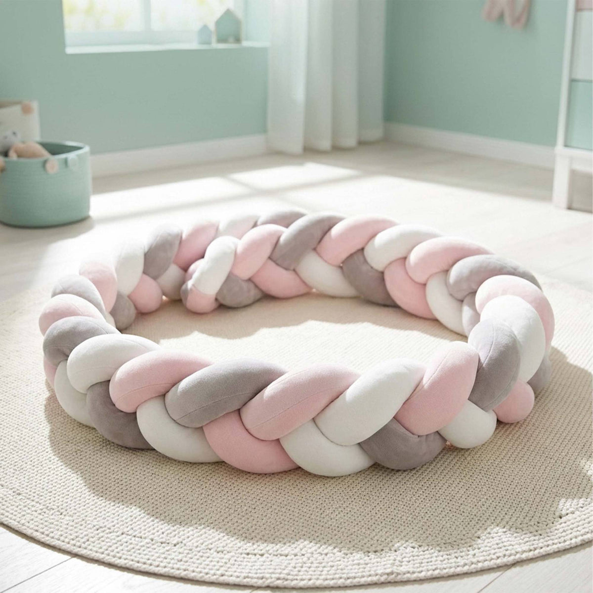 Braided Baby Cot Bumper, 220 cm – Soft, Colourful Design