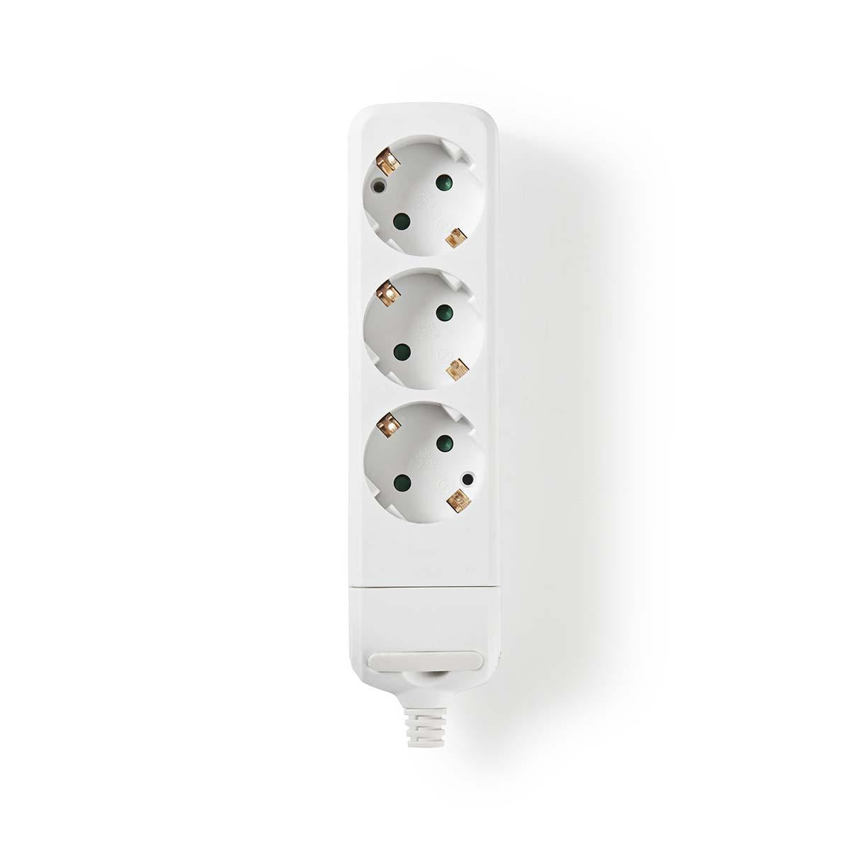 Branch contact | Earthed plug / Type F (CEE 7/7) | 3-way | 3680 W | 16 A| Type of grounding: Side contact | 230 V AC 50/60 Hz | Outlet angle: 45 ° | Without cable | White