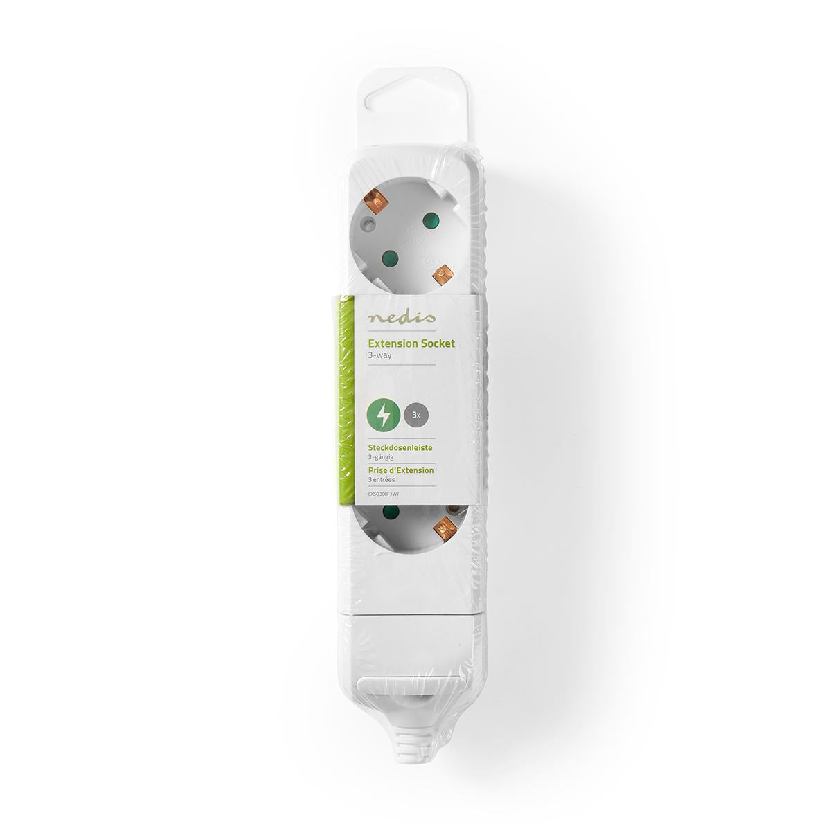 Branch contact | Earthed plug / Type F (CEE 7/7) | 3-way | 3680 W | 16 A| Type of grounding: Side contact | 230 V AC 50/60 Hz | Outlet angle: 45 ° | Without cable | White