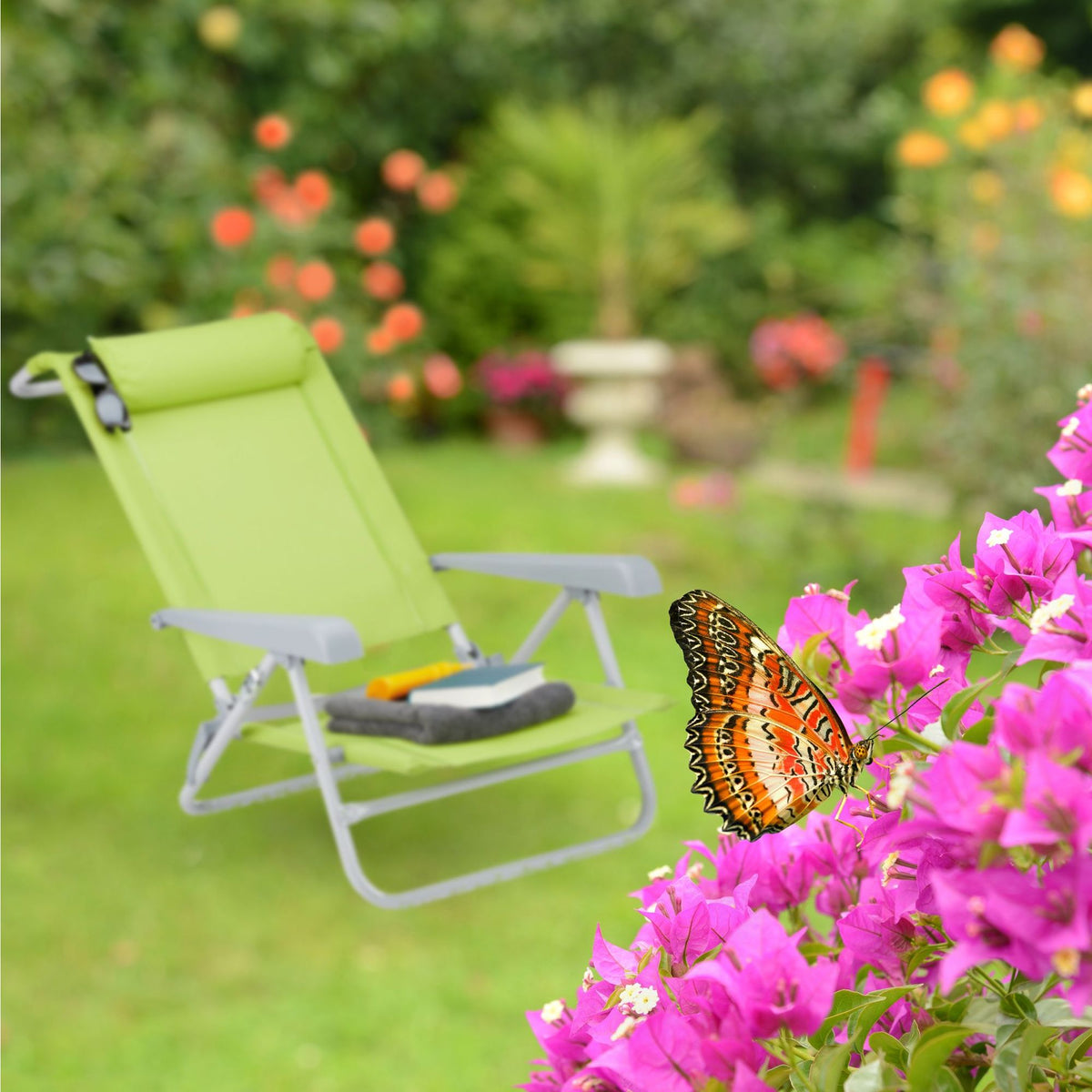 Brass chair with neck pillow