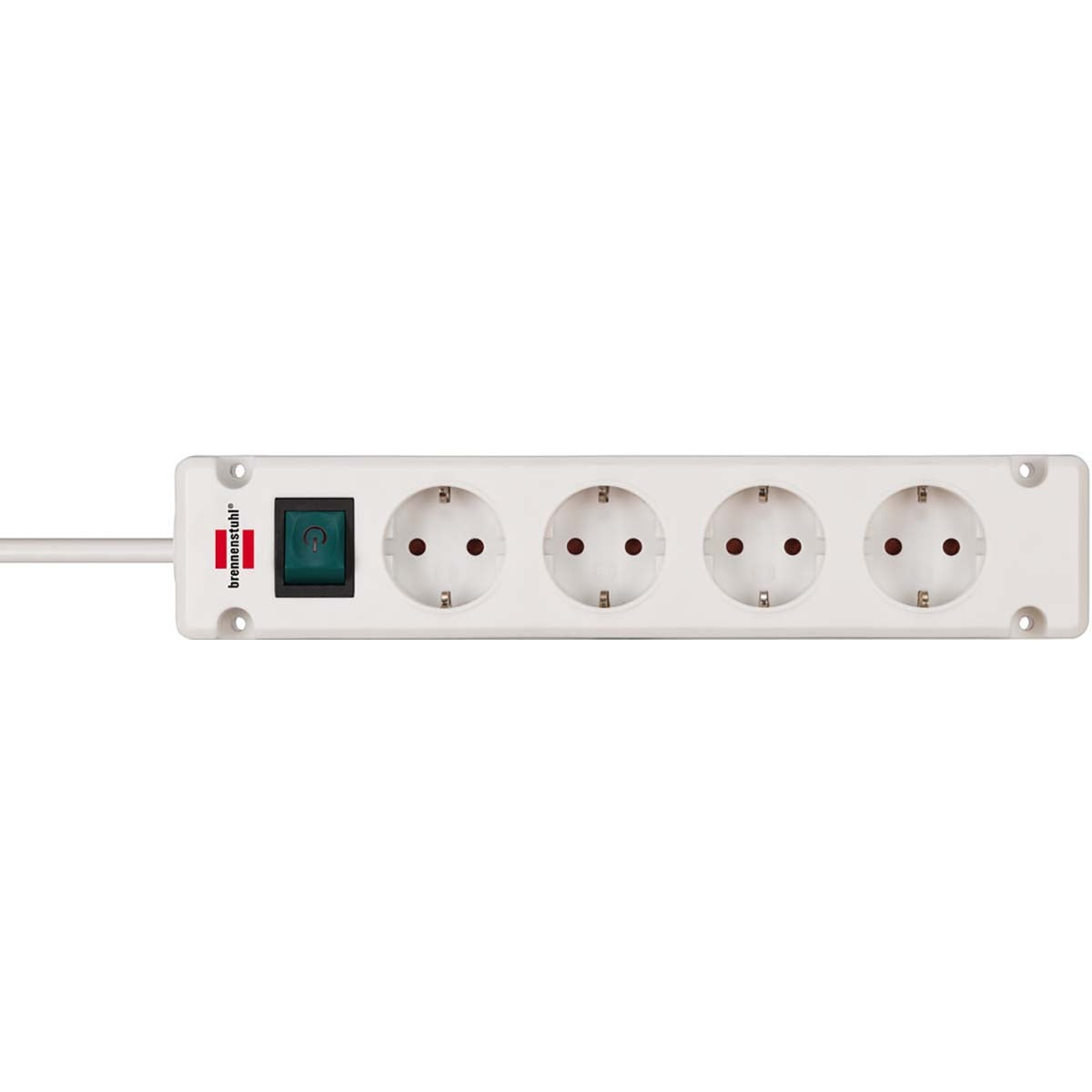 Bremounta power strip 4-way (multi-socket with 90 degree socket, power strip with mounting option and 1.5 m cable) white TYPE F