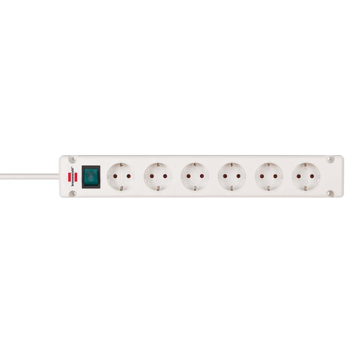Bremounta power strip 6-way (multi-socket with 90 degree socket, power strip with mounting option and 3 m cable) white TYPE F