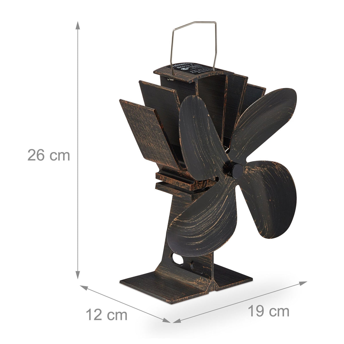 Bronze colored stove fan without electricity