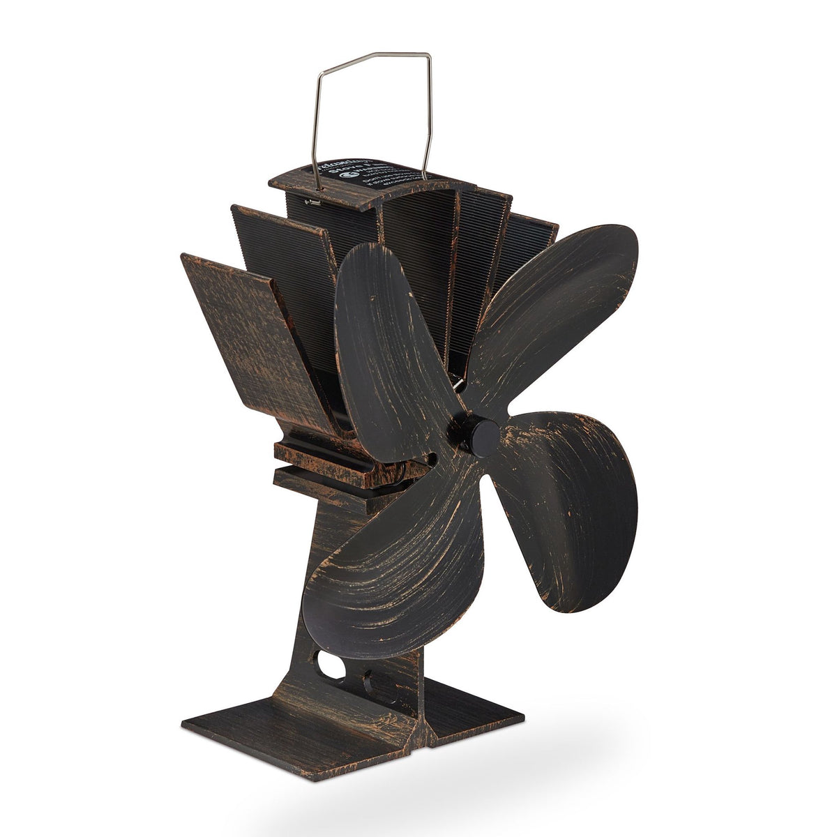 Bronze colored stove fan without electricity