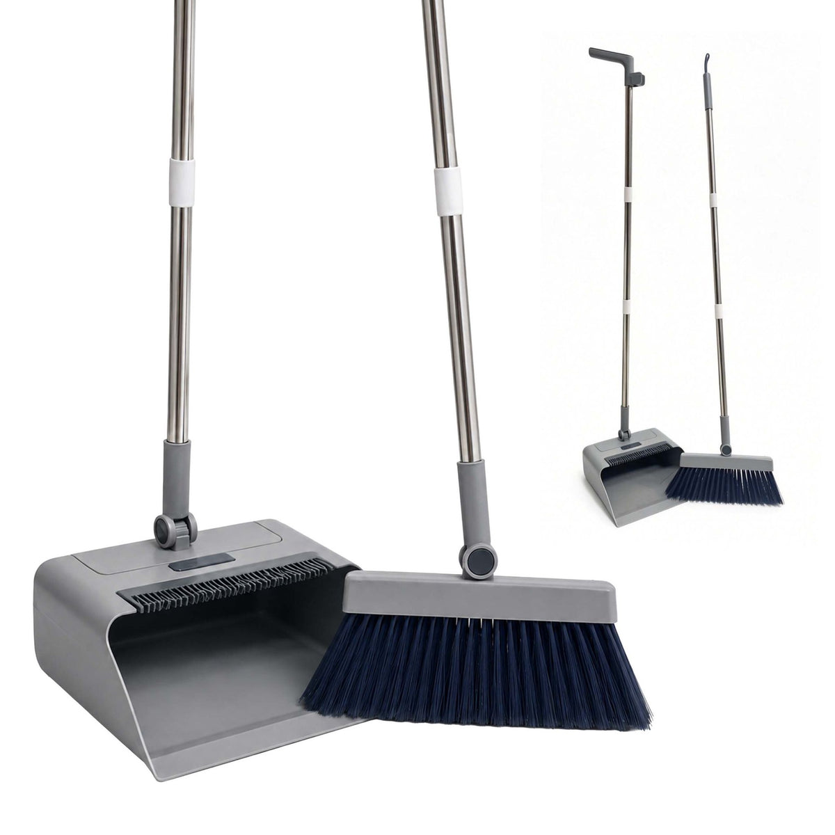 Broom & Dustpan Set with Swivel Head, Grey/Black