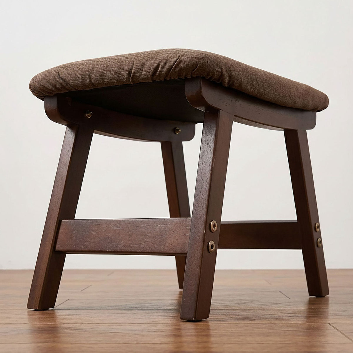 Brown Ergonomic Footstool, Beech Wood & Linen, 29x40x25 cm