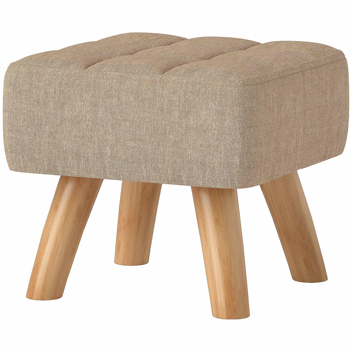 Brown Linen-Look Footstool, Padded, 110 kg Capacity