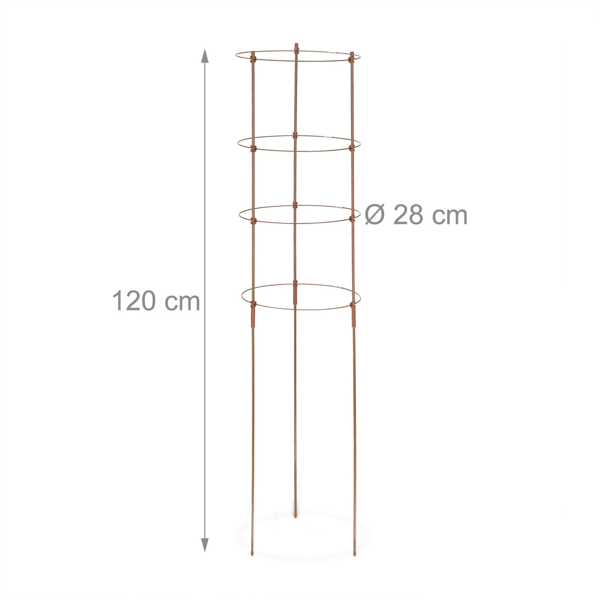 Brown Plant Supports with Rings, 120 cm