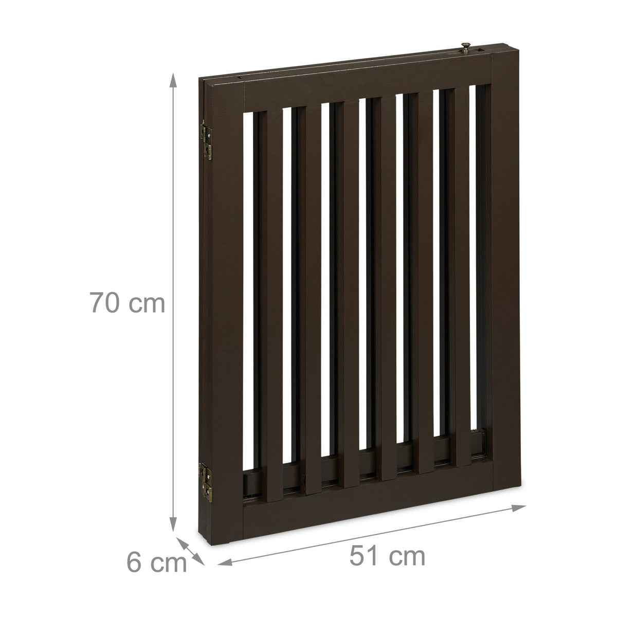 Brown security gate with door 70 cm