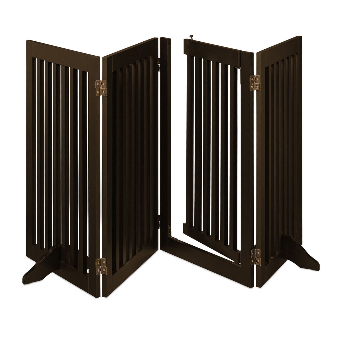 Brown security gate with door 92 cm