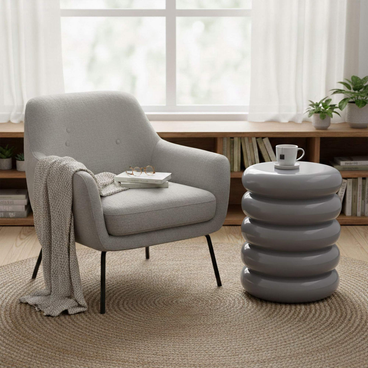 Bubble Design Iron Side Table & Stool