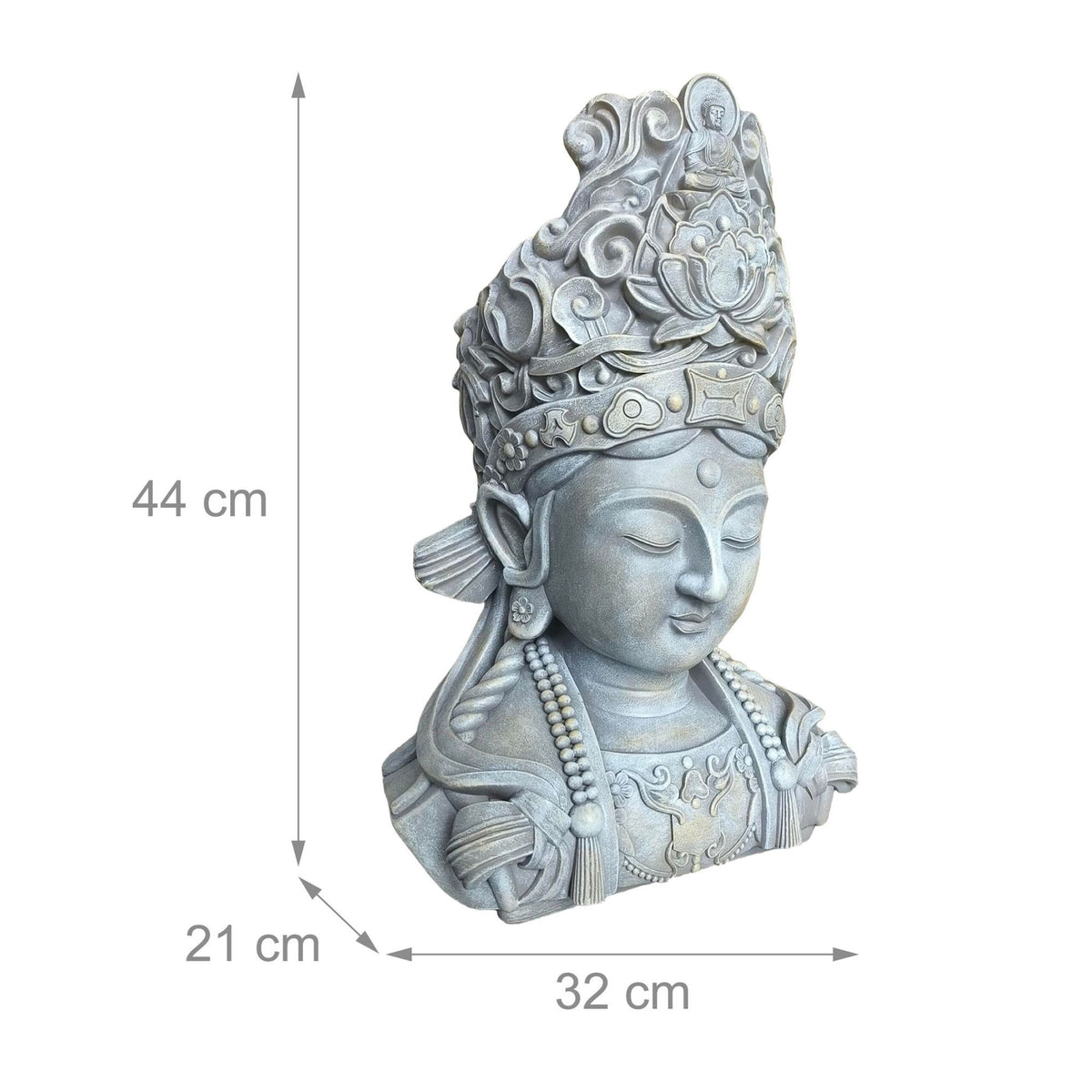 Buddha Bust Sculpture, 44cm, Weatherproof Polyresin