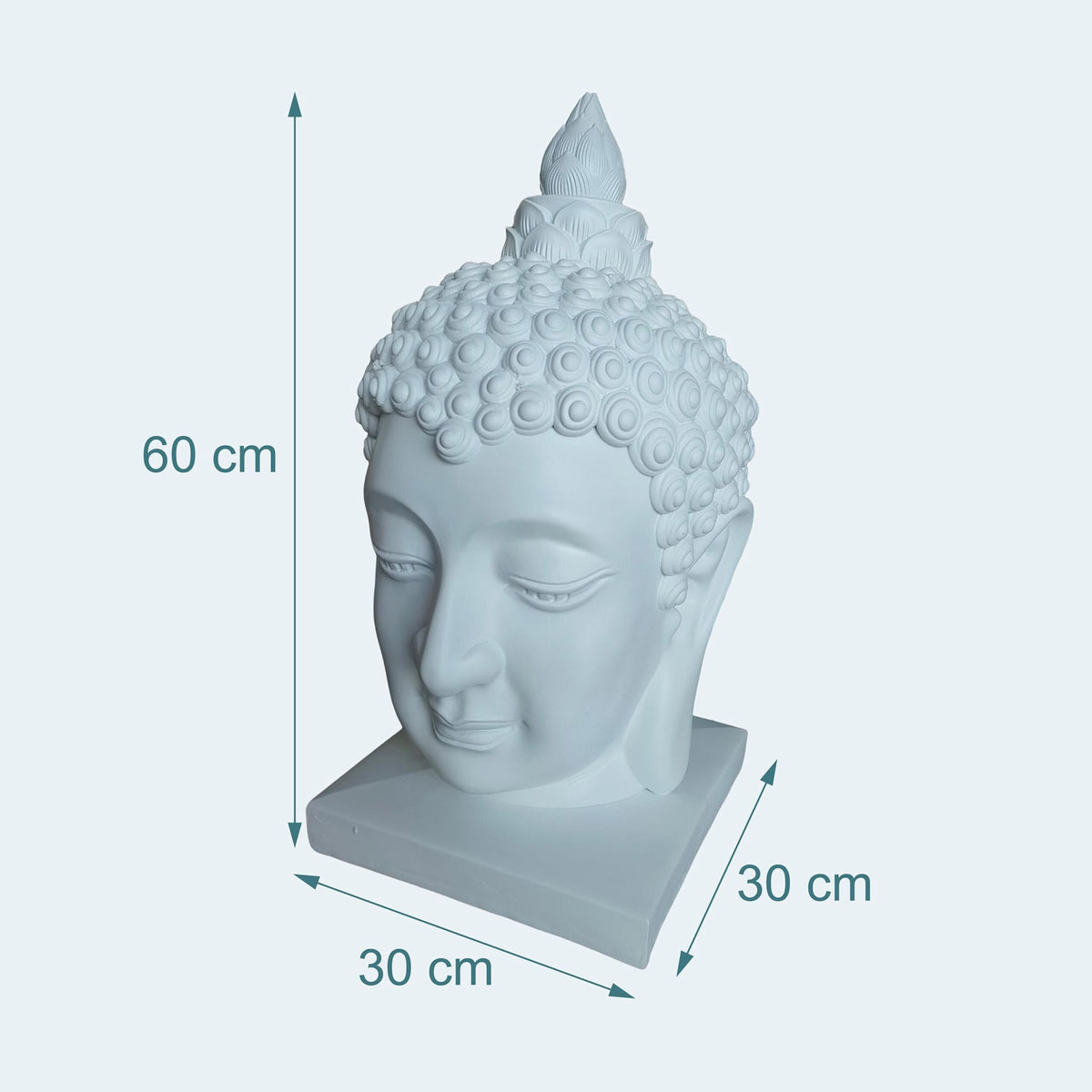 Buddha Head Sculpture, 60cm, Weatherproof Polyresin