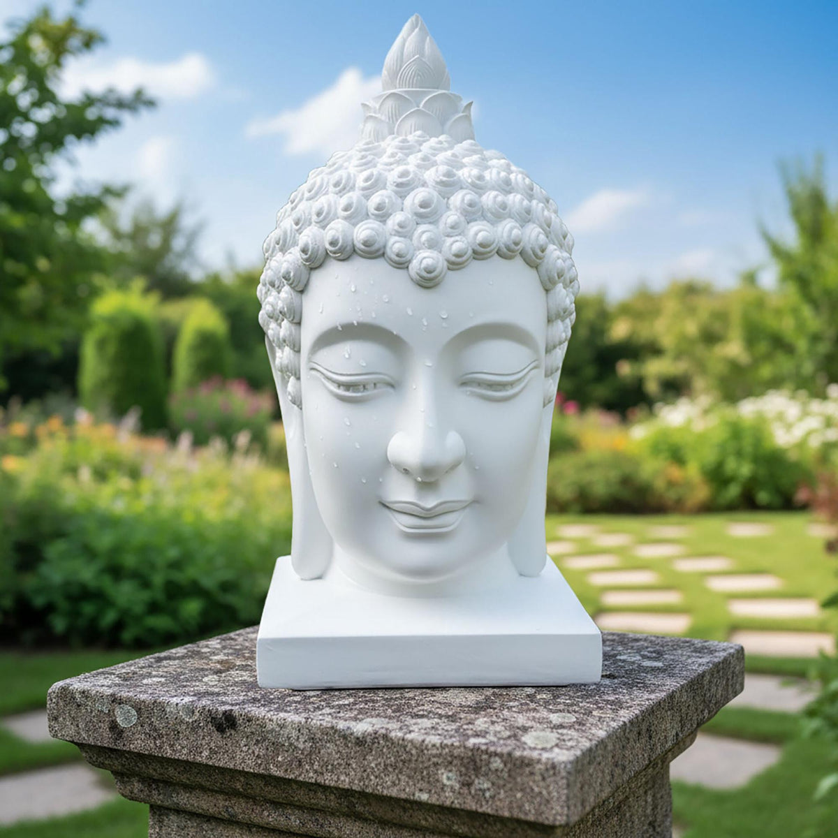 Buddha Head Sculpture, 60cm, Weatherproof Polyresin