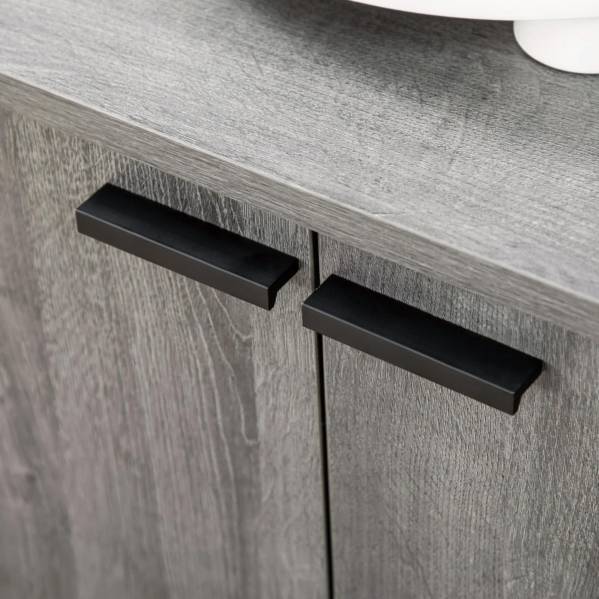 Buffet Cabinet With Wine Rack Sideboard In Gray With Adjustable Shelves And Tilt Protection, 86.4X40X91.4Cm