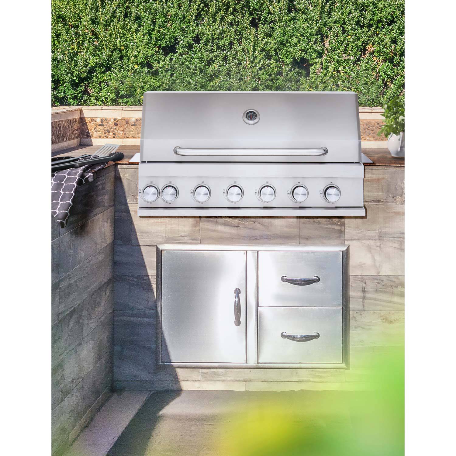 Built-In Gas Grill, 6 Burners, Stainless Steel, 95x46 cm