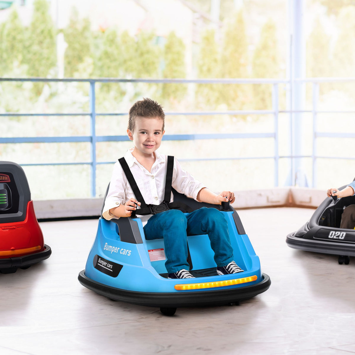Bumper Car Children'S Electric Vehicle Music Led Light 360° Rotatable Electric Car Seat Belt 3 Km/H 1.5-5 Years Blue