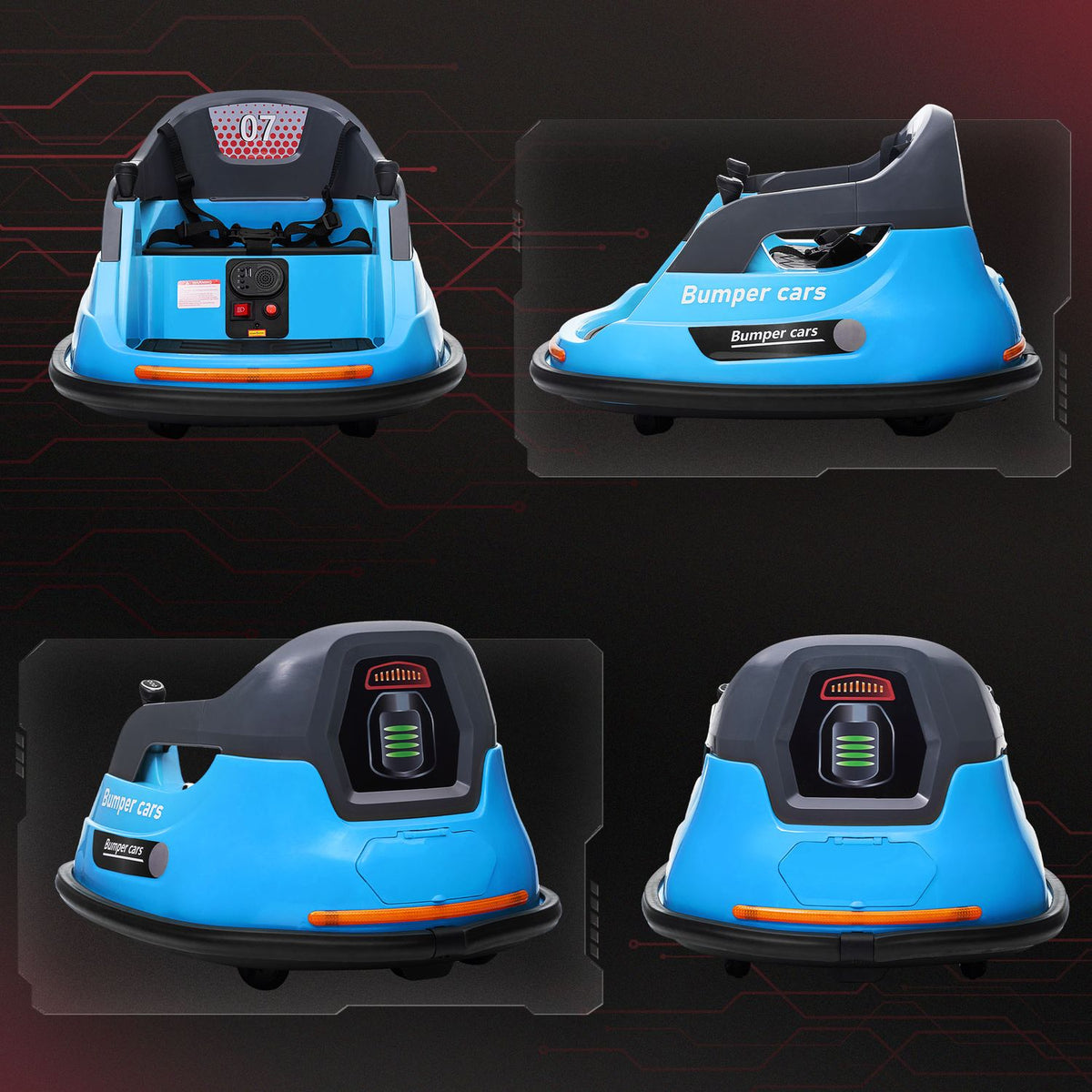 Bumper Car Children'S Electric Vehicle Music Led Light 360° Rotatable Electric Car Seat Belt 3 Km/H 1.5-5 Years Blue