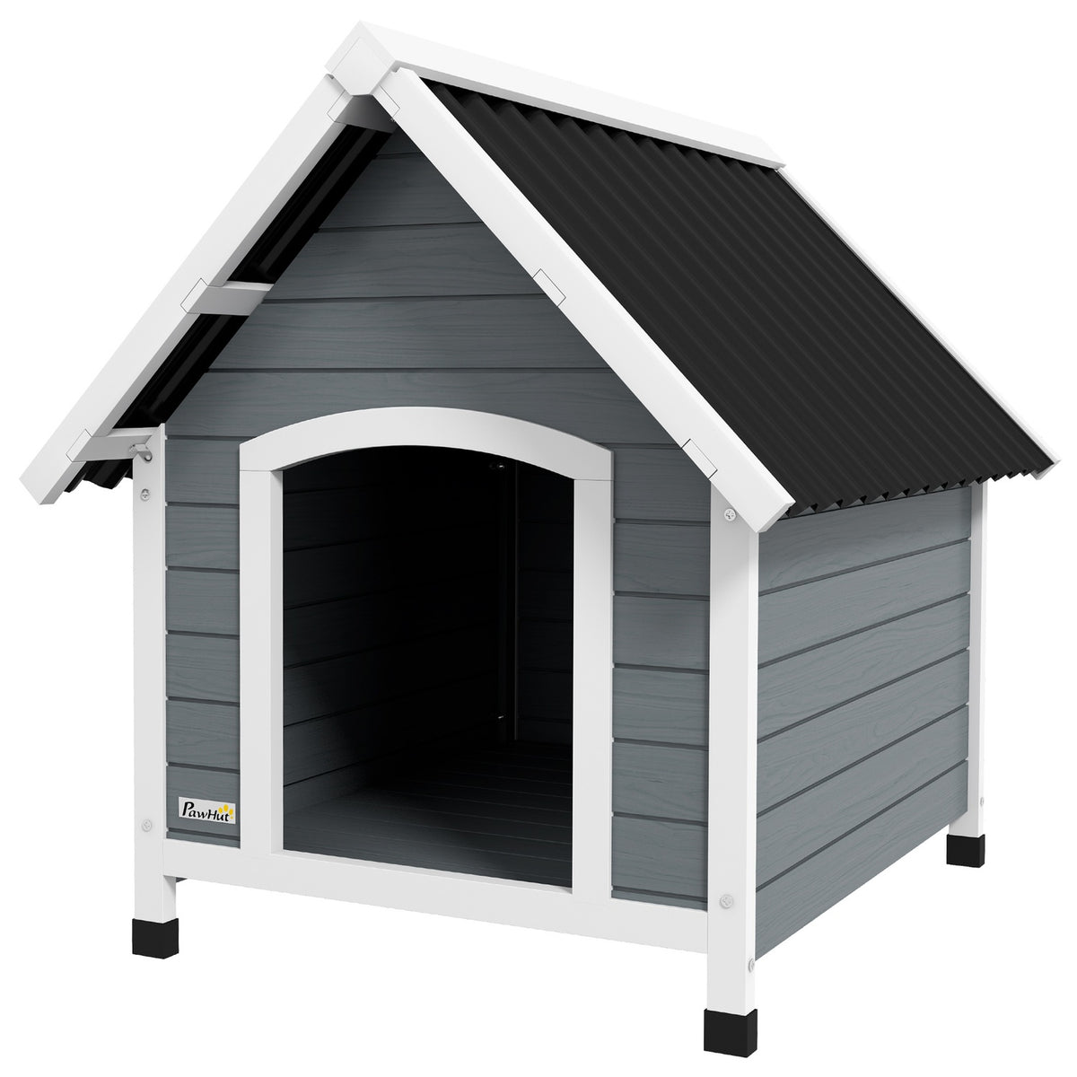 Buy dog house, 75 x 88 x 82 cm, for medium-sized dogs, corrosion-resistant, with asphalt roof, removable floor, fir wood, gray
