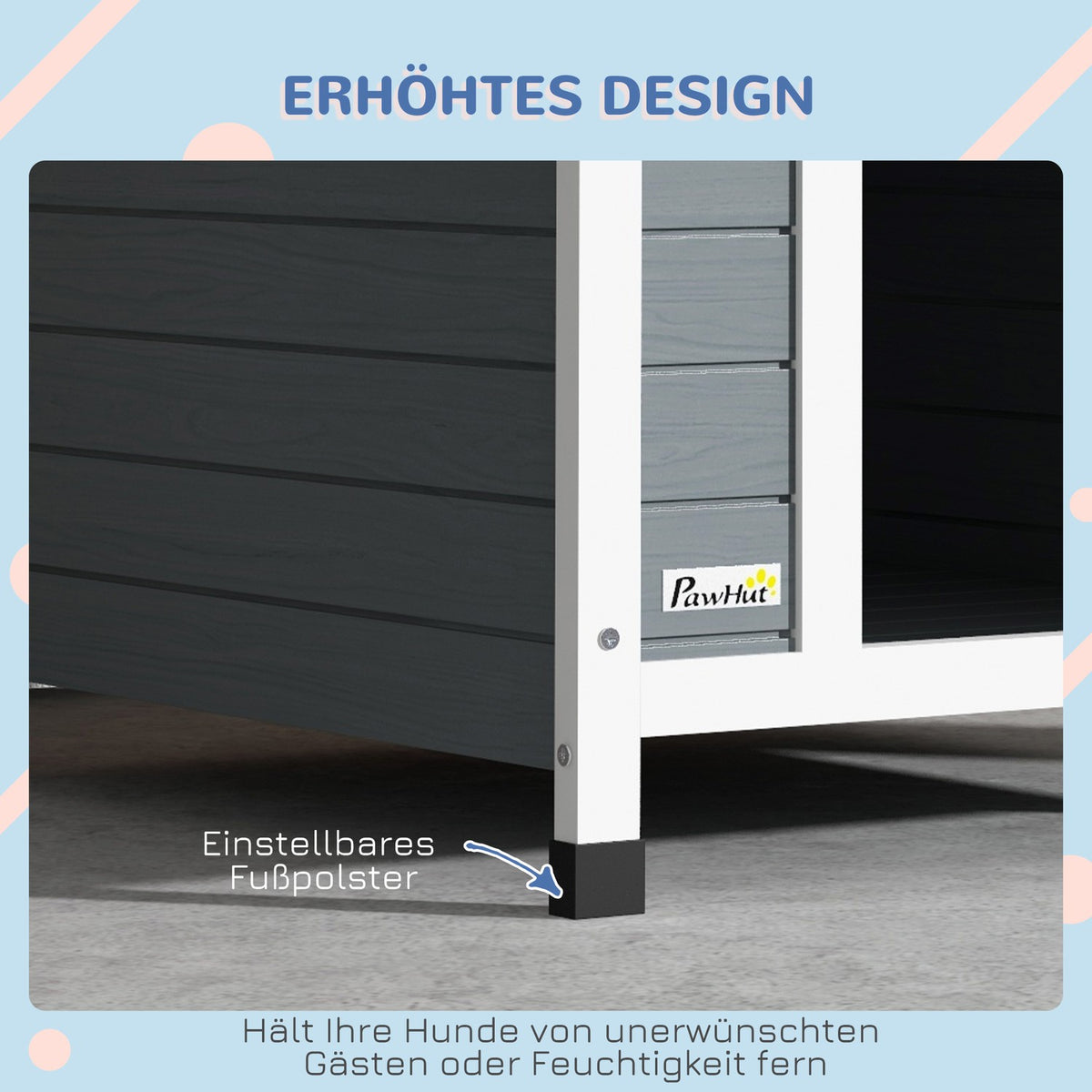 Buy dog house, 75 x 88 x 82 cm, for medium-sized dogs, corrosion-resistant, with asphalt roof, removable floor, fir wood, gray