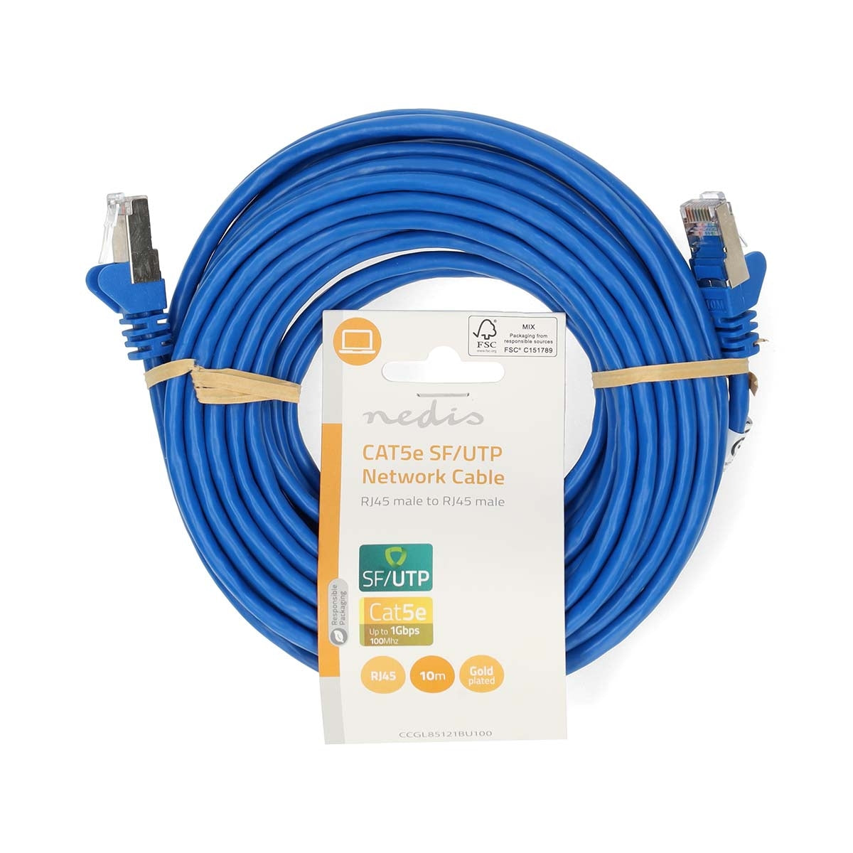 CAT5e network cable | SF/UTP | RJ45 male | RJ45 male | 10.0 m | Round | PVC | Blue | Label
