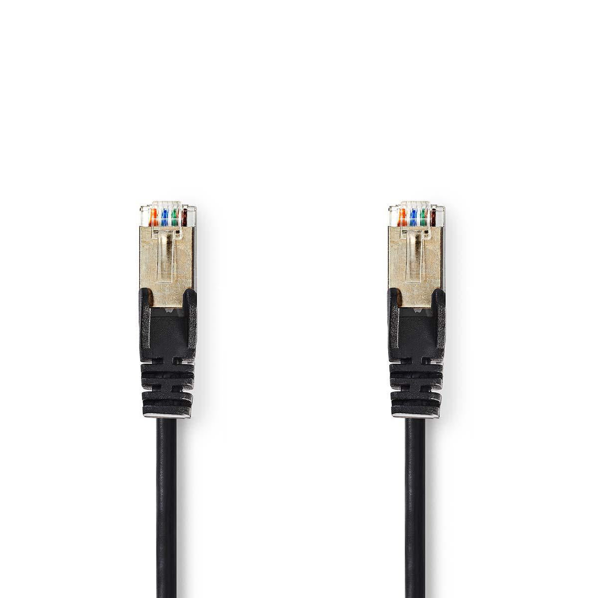 CAT5e network cable | SF/UTP | RJ45 male | RJ45 male | 15.0 m | Round | PVC | Black | Plastic bag