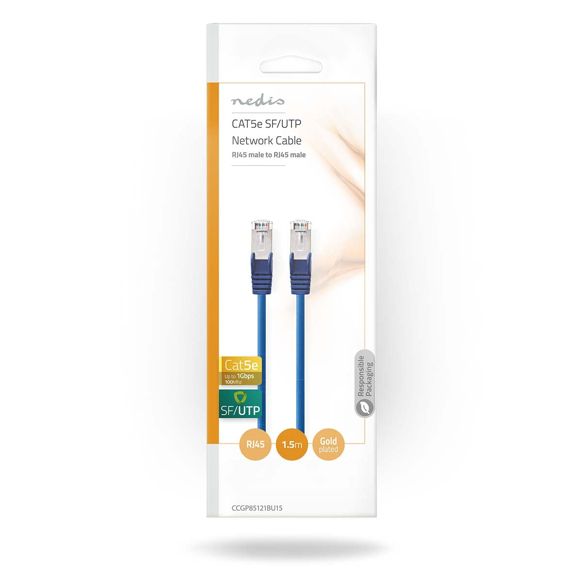 CAT5e network cable | SF/UTP | RJ45 male | RJ45 male | 1.50 m | Round | PVC | Blue | Envelope