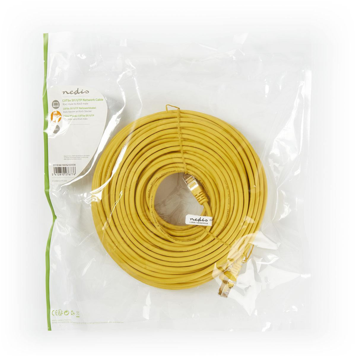 CAT5e network cable | SF/UTP | RJ45 male | RJ45 male | 20.0 m | Round | PVC | Yellow | Plastic bag