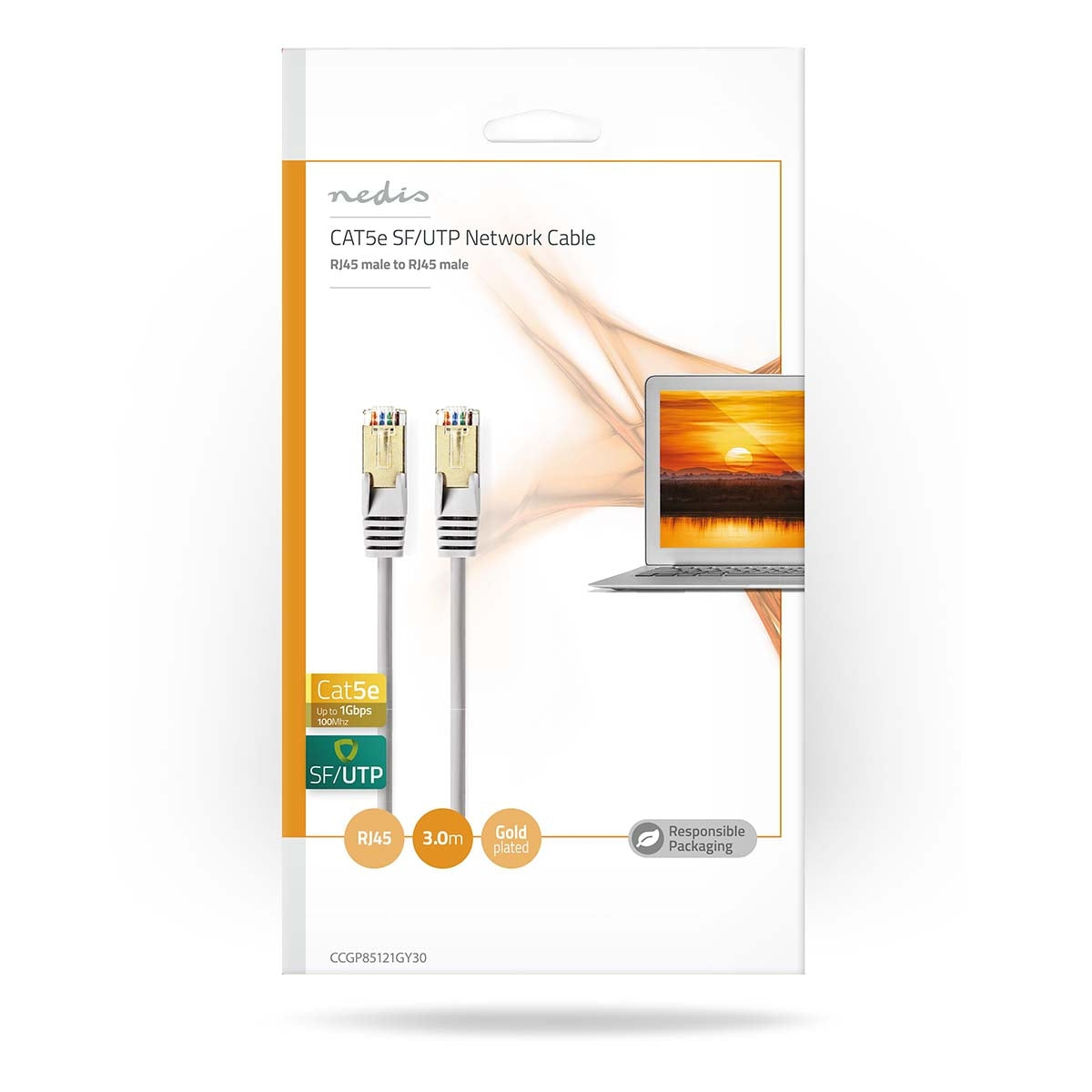 CAT5e network cable | SF/UTP | RJ45 male | RJ45 male | 3.00 m | Round | PVC | Gray | Plastic bag