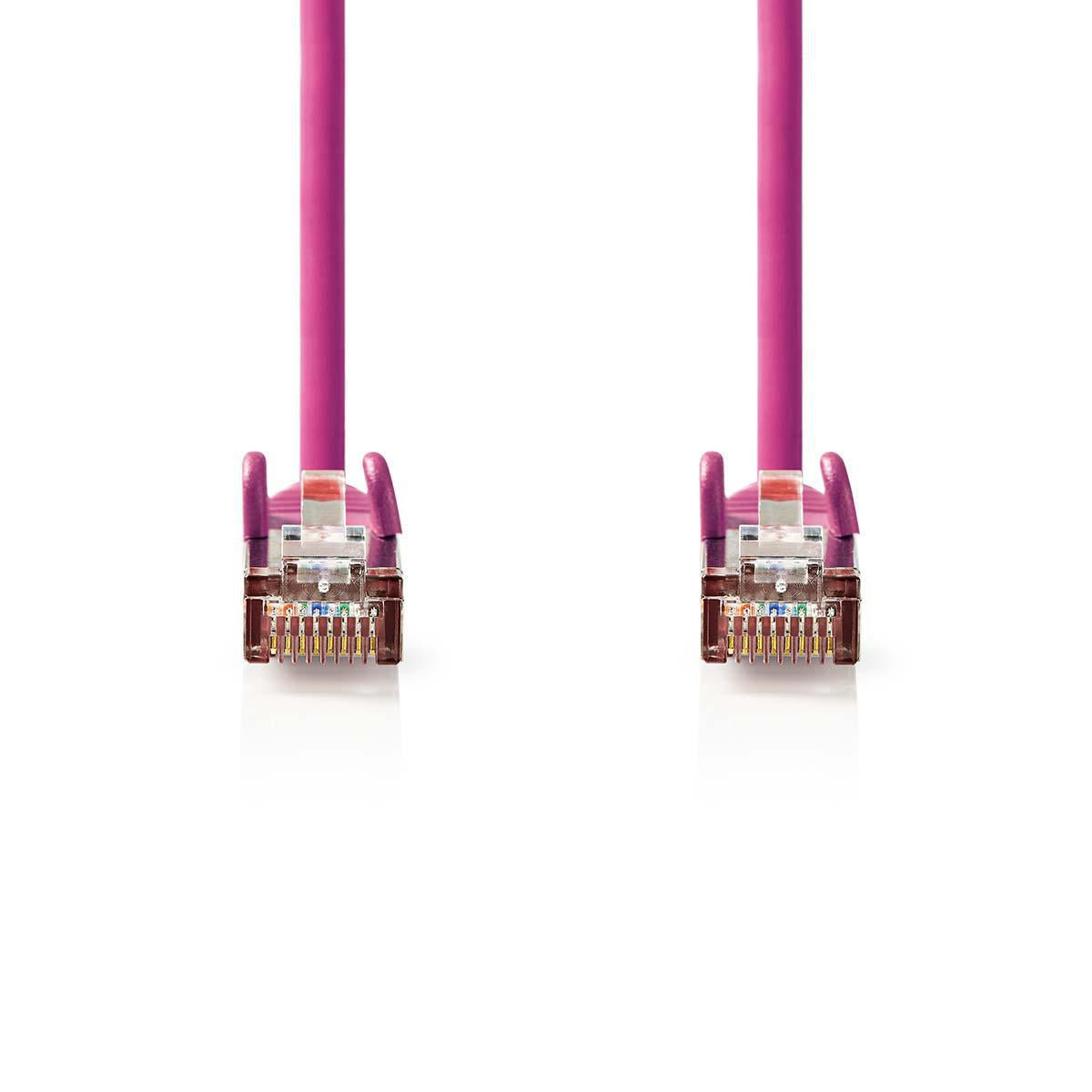 CAT5e network cable | SF/UTP | RJ45 male | RJ45 male | 3.00 m | Round | PVC | Pink | Plastic bag