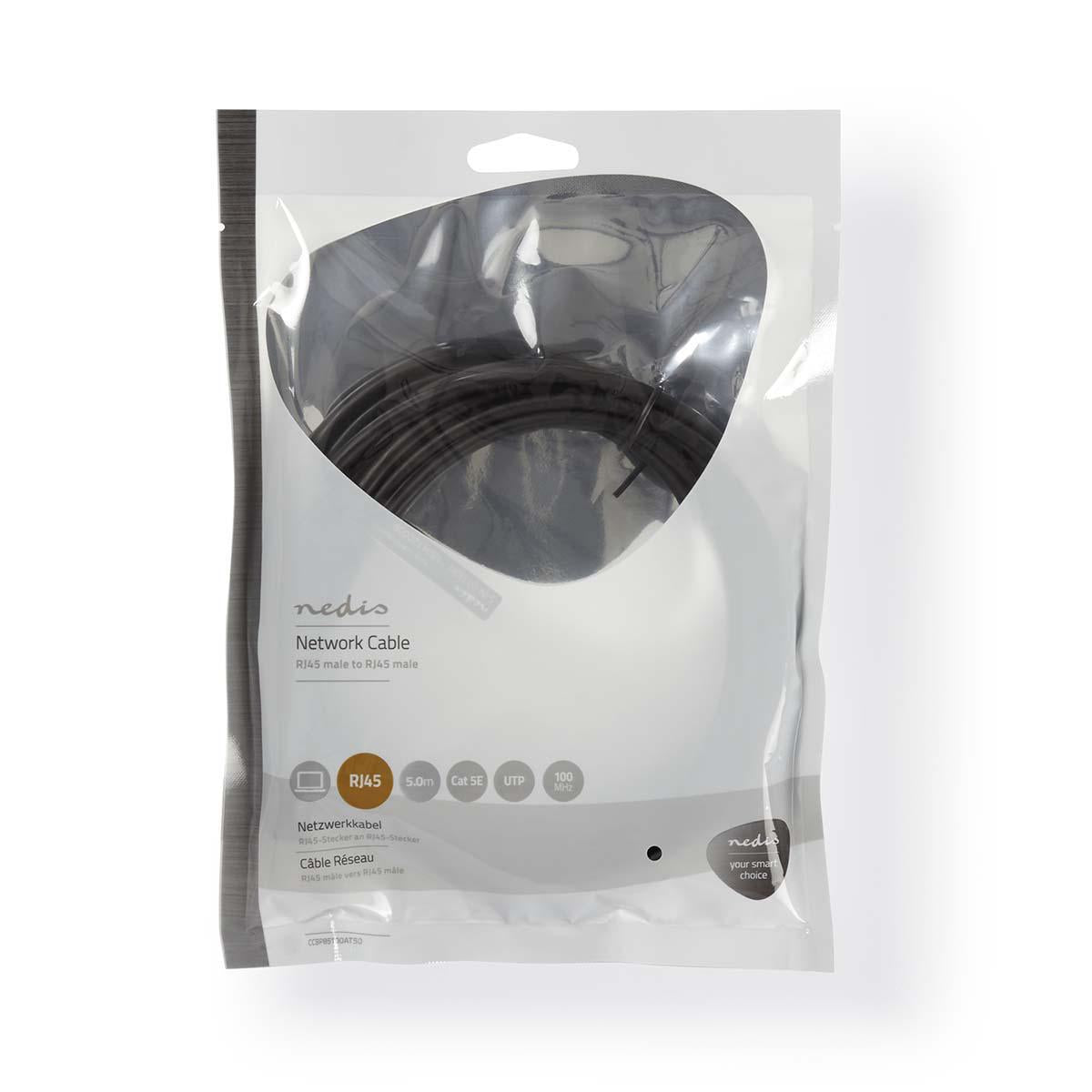CAT5e network cable | U/UTP | RJ45 male | RJ45 male | 5.00 m | Round | LSZH | Anthracite | Plastic bag